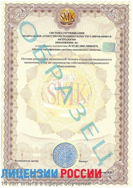 Образец сертификата соответствия (приложение) Бодайбо Сертификат ISO 13485
