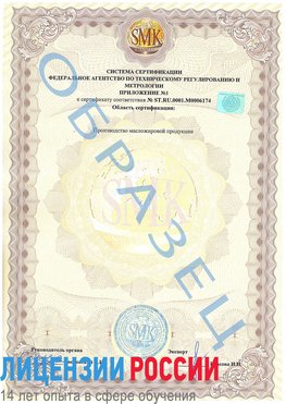 Образец сертификата соответствия (приложение) Бодайбо Сертификат ISO 22000