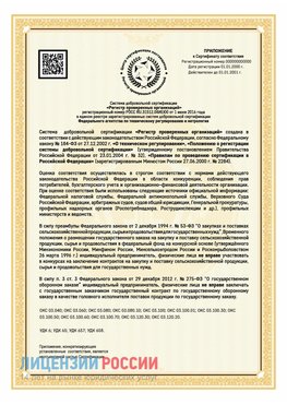 Приложение к сертификату для ИП Бодайбо Сертификат СТО 03.080.02033720.1-2020